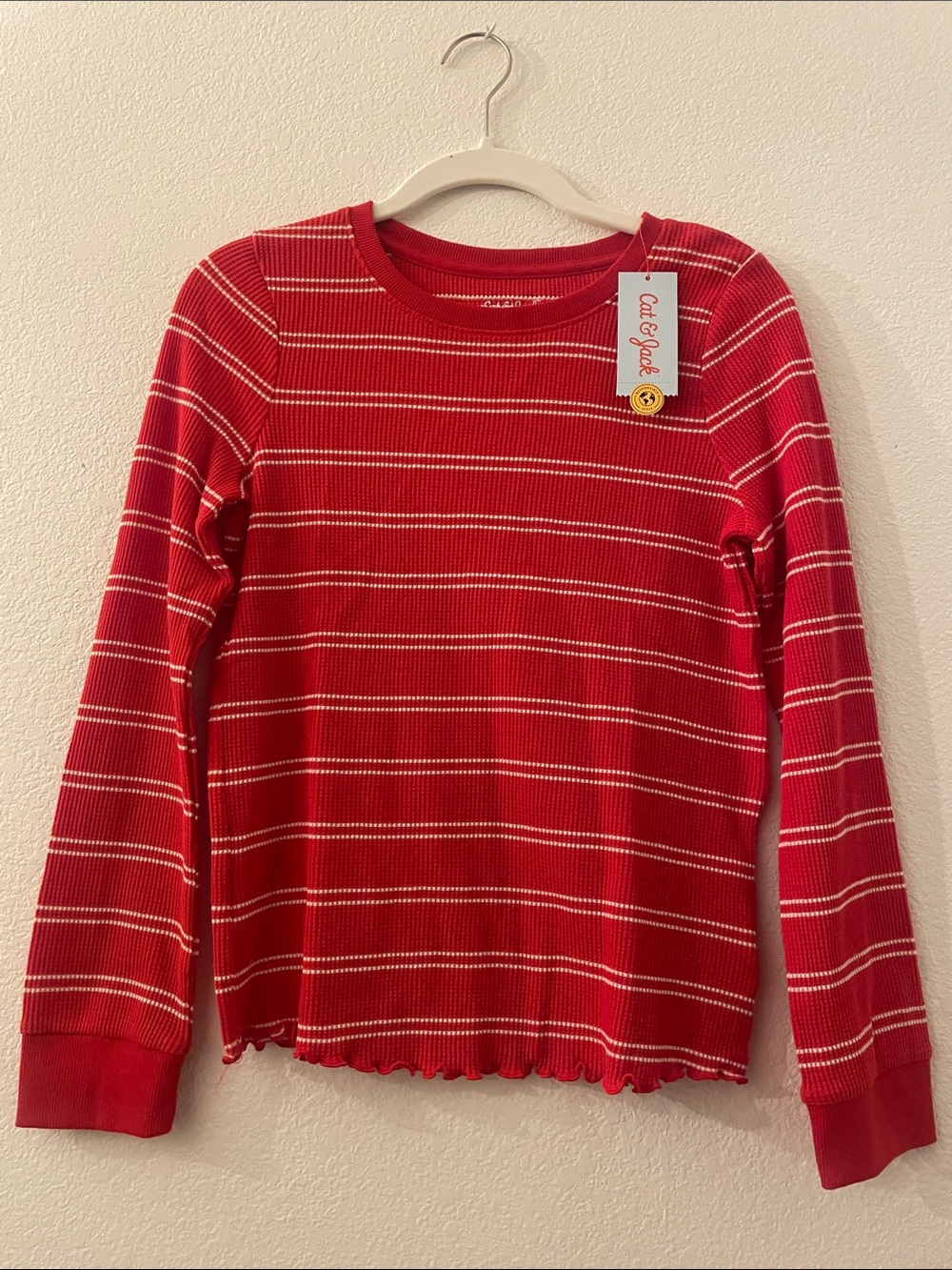 Cat & Jack Red and White Striped Long-Sleeve Tee